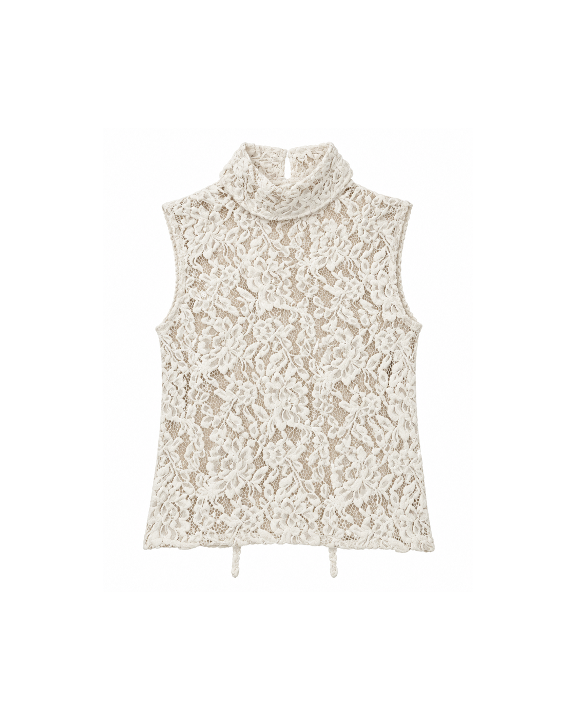 Sleevless Lace Top Beige