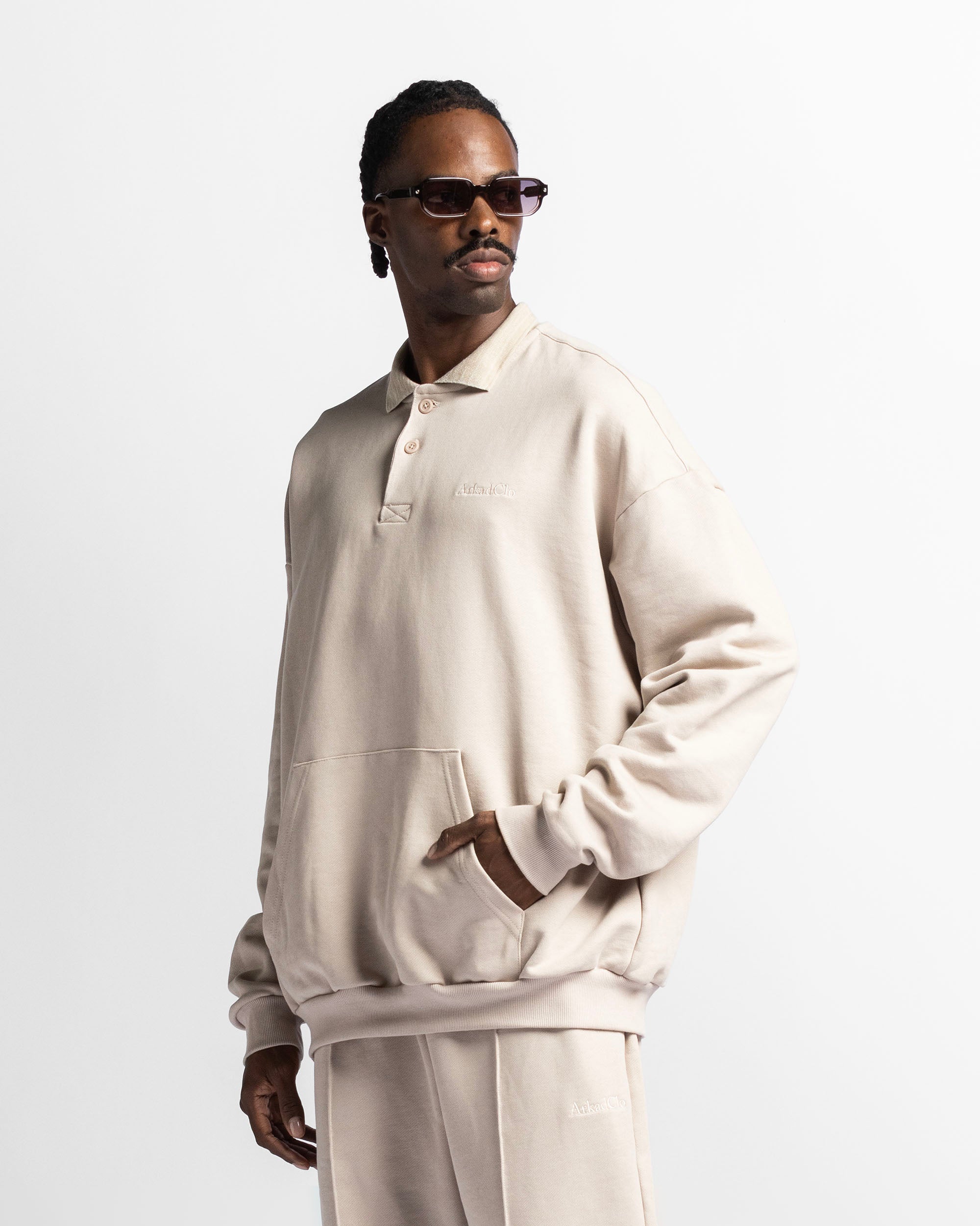 Polo Sweatshirt Oversize Sand
