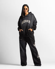 Washed Hoodie Negro Remaches - Unisex