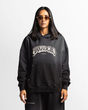 Washed Hoodie Negro Remaches - Unisex