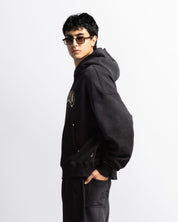 Washed Hoodie Negro Remaches