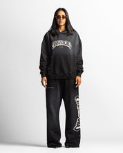 Washed Hoodie Negro Remaches - Unisex