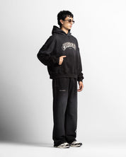 Washed Hoodie Negro Remaches