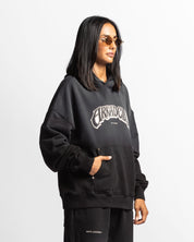 Washed Hoodie Negro Remaches - Unisex