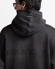 Washed Hoodie Negro Remaches