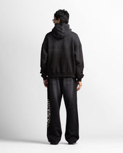Washed Hoodie Negro Remaches