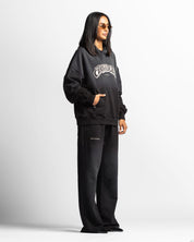 Washed Hoodie Negro Remaches - Unisex