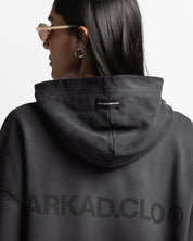 Washed Hoodie Negro Remaches - Unisex