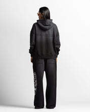 Washed Hoodie Negro Remaches - Unisex