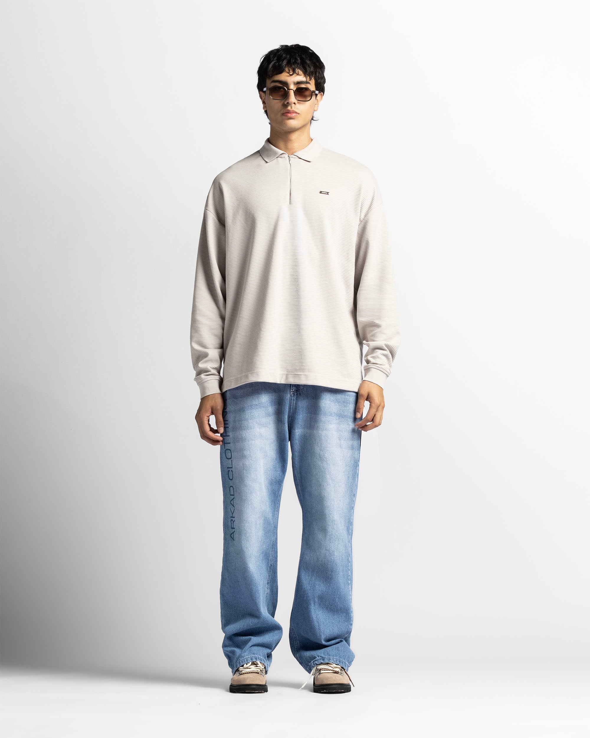 Zip Polo Gris