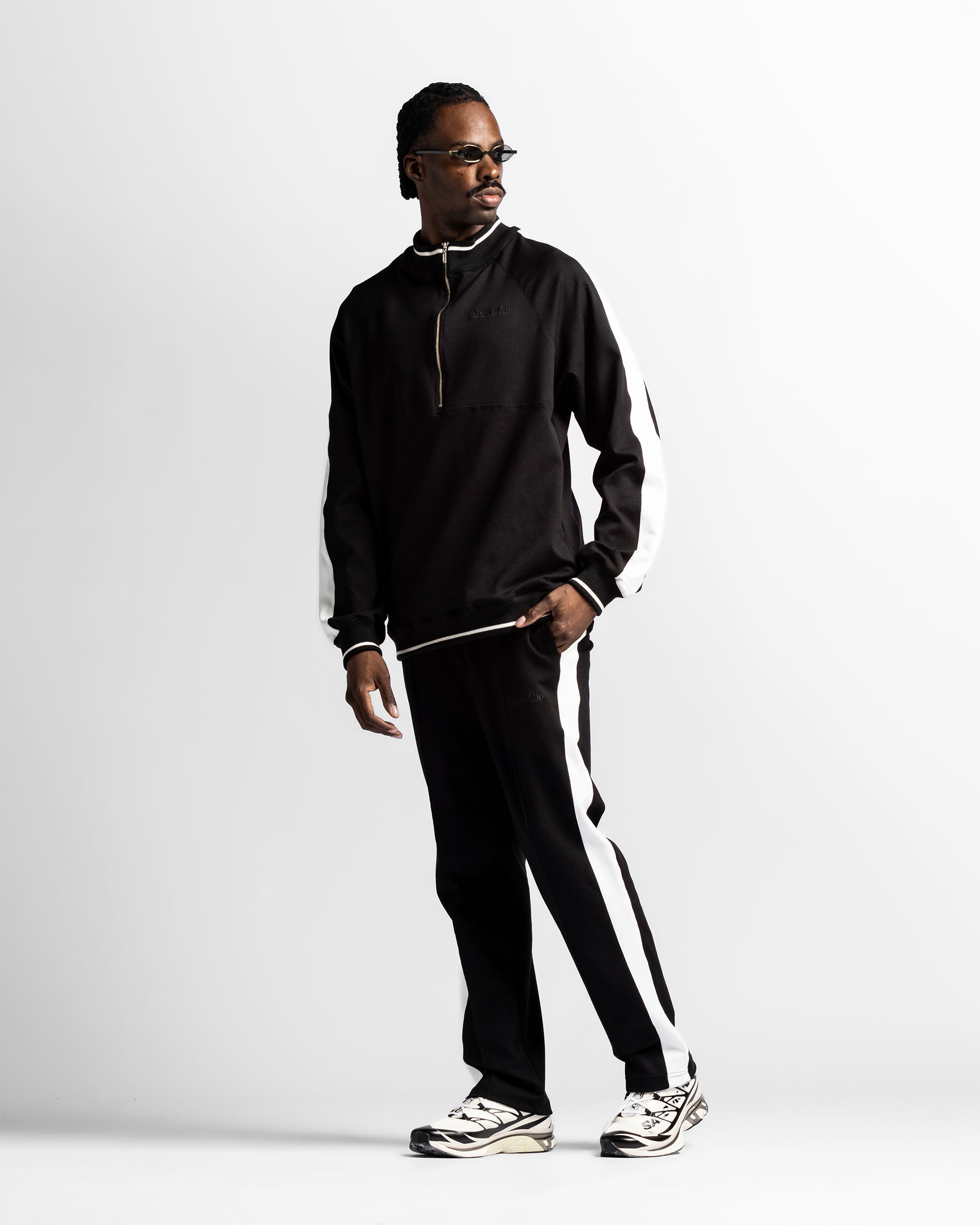 Pintuck Pant Negro Con Blanco