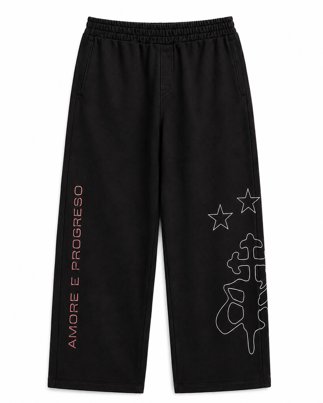 Washed Sweatpant Negra Con Rojo Nato