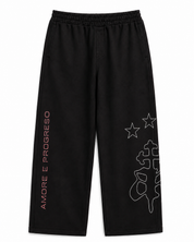 Washed Sweatpant Negra Con Rojo Nato