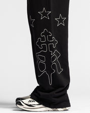 Washed Sweatpant Negra Con Rojo Nato