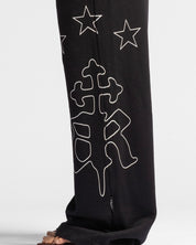 Washed Sweatpant Negra Con Rojo - Unisex