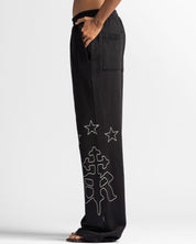 Washed Sweatpant Negra Con Rojo - Unisex
