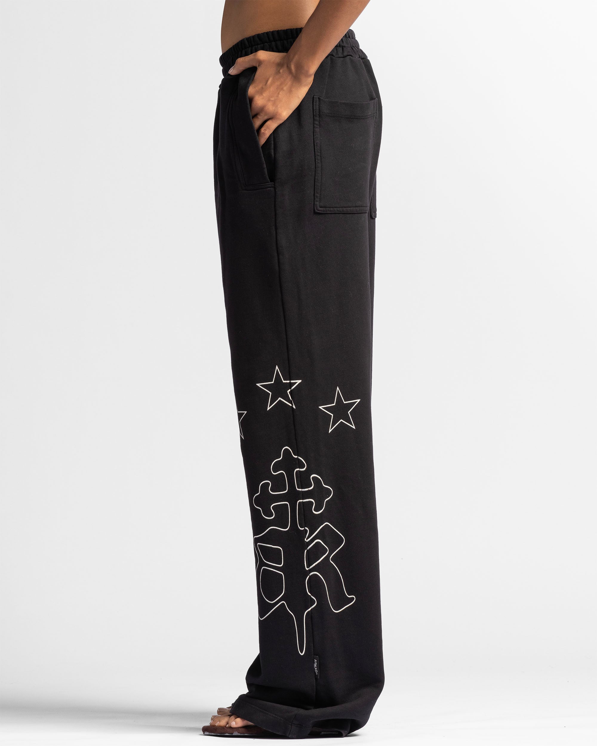 Washed Sweatpant Negra Con Rojo - Unisex