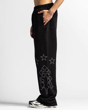 Washed Sweatpant Negra Con Rojo Nato