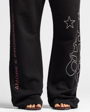 Washed Sweatpant Negra Con Rojo - Unisex