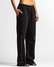 Washed Sweatpant Negra Con Rojo - Unisex