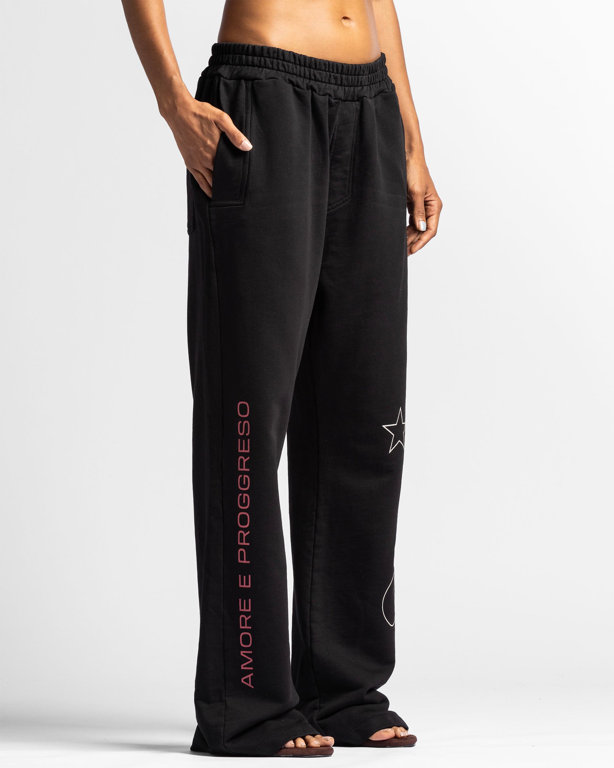 Washed Sweatpant Negra Con Rojo - Unisex