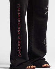 Washed Sweatpant Negra Con Rojo - Unisex