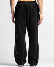 Washed Sweatpant Negra Con Rojo Nato