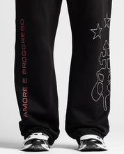 Washed Sweatpant Negra Con Rojo Nato
