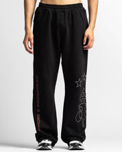 Washed Sweatpant Negra Con Rojo Nato