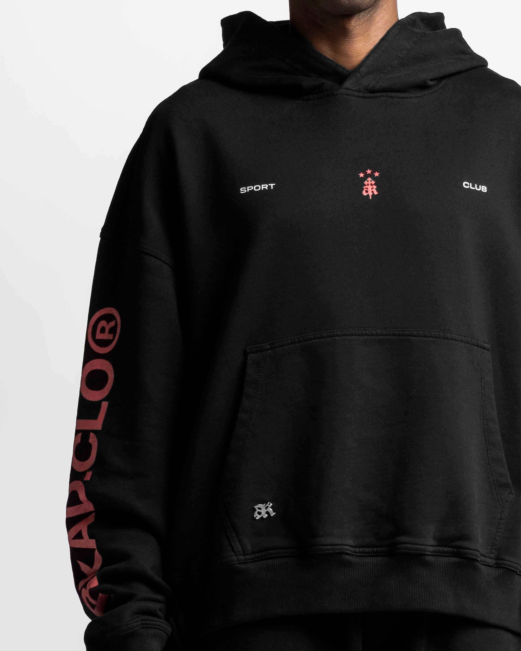 Graphic Hoodie Negro Con Rojo