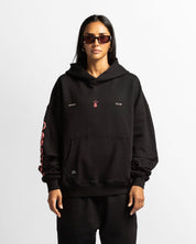 Graphic Hoodie Negro Con Rojo - Unisex