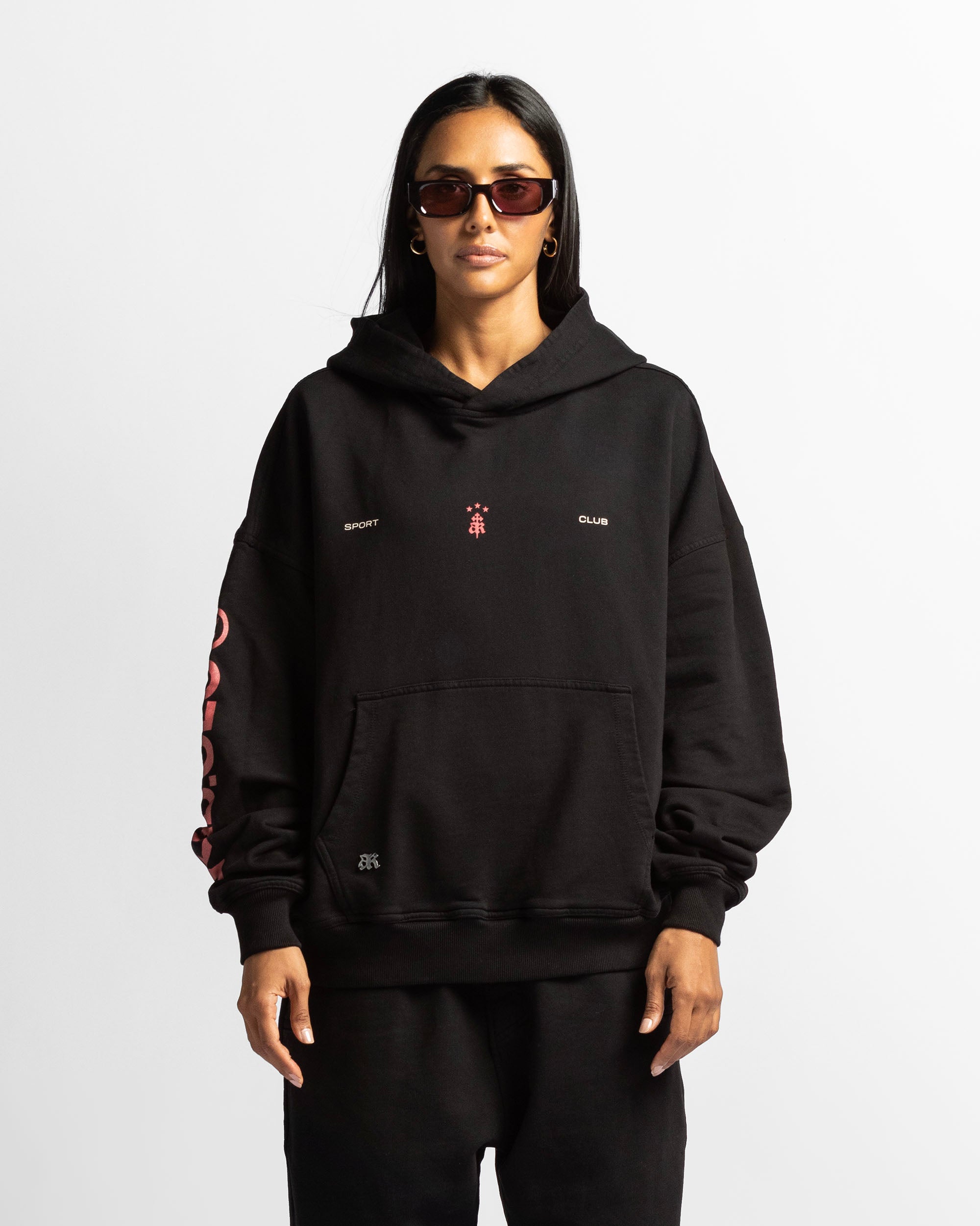 Graphic Hoodie Negro Con Rojo - Unisex