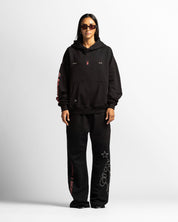 Graphic Hoodie Negro Con Rojo - Unisex