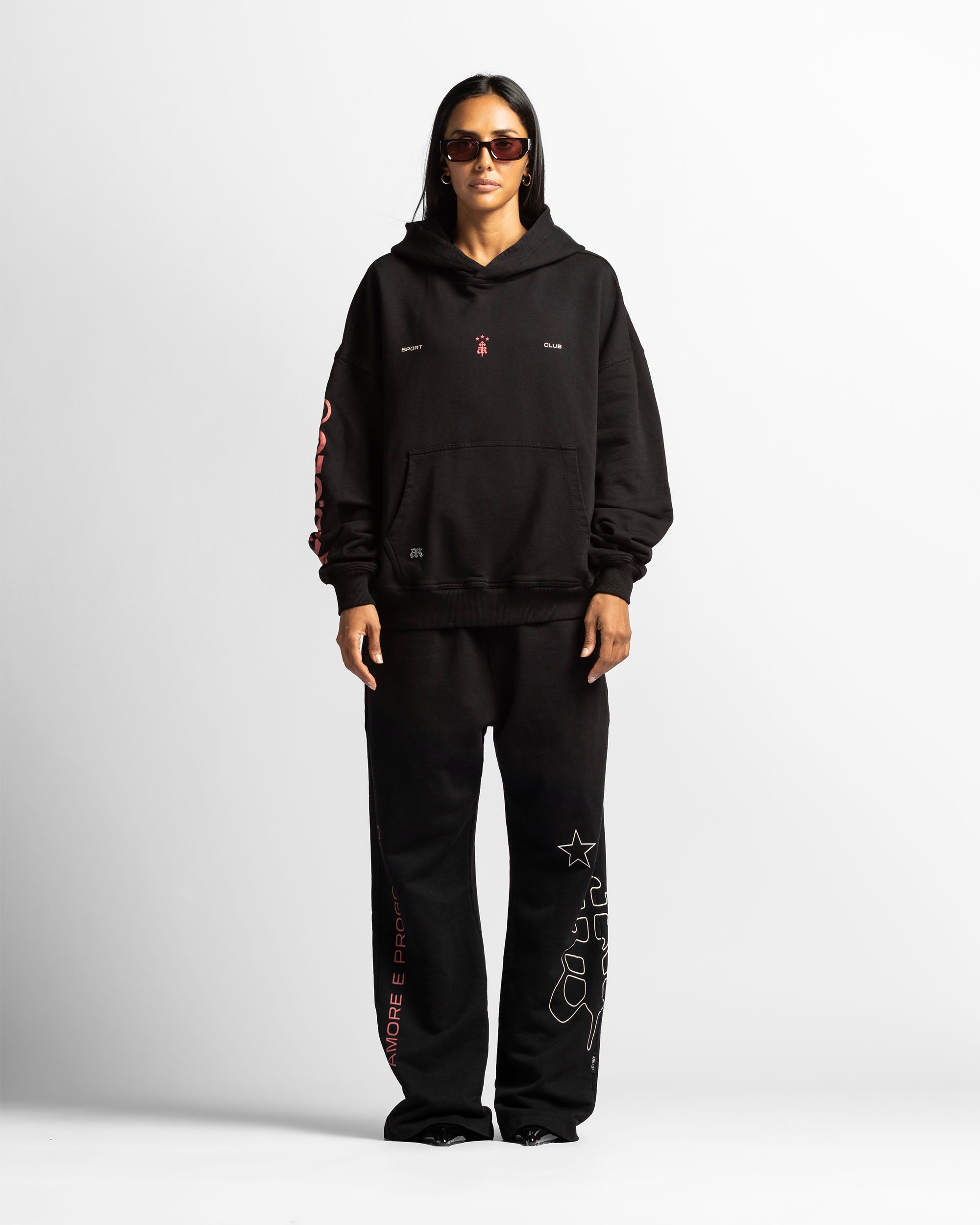 Graphic Hoodie Negro Con Rojo - Unisex