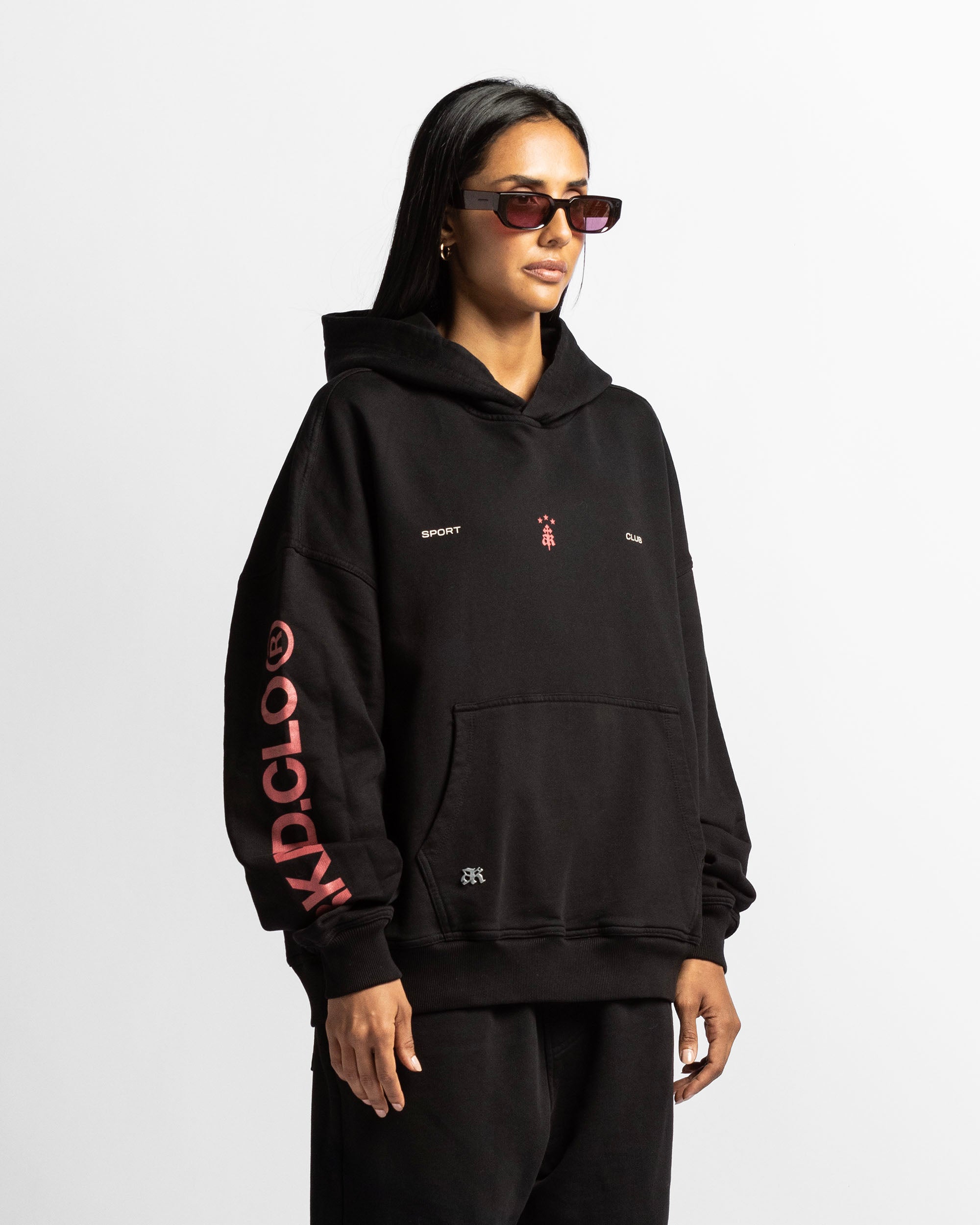 Graphic Hoodie Negro Con Rojo - Unisex