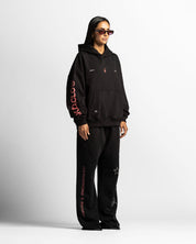 Washed Sweatpant Negra Con Rojo - Unisex