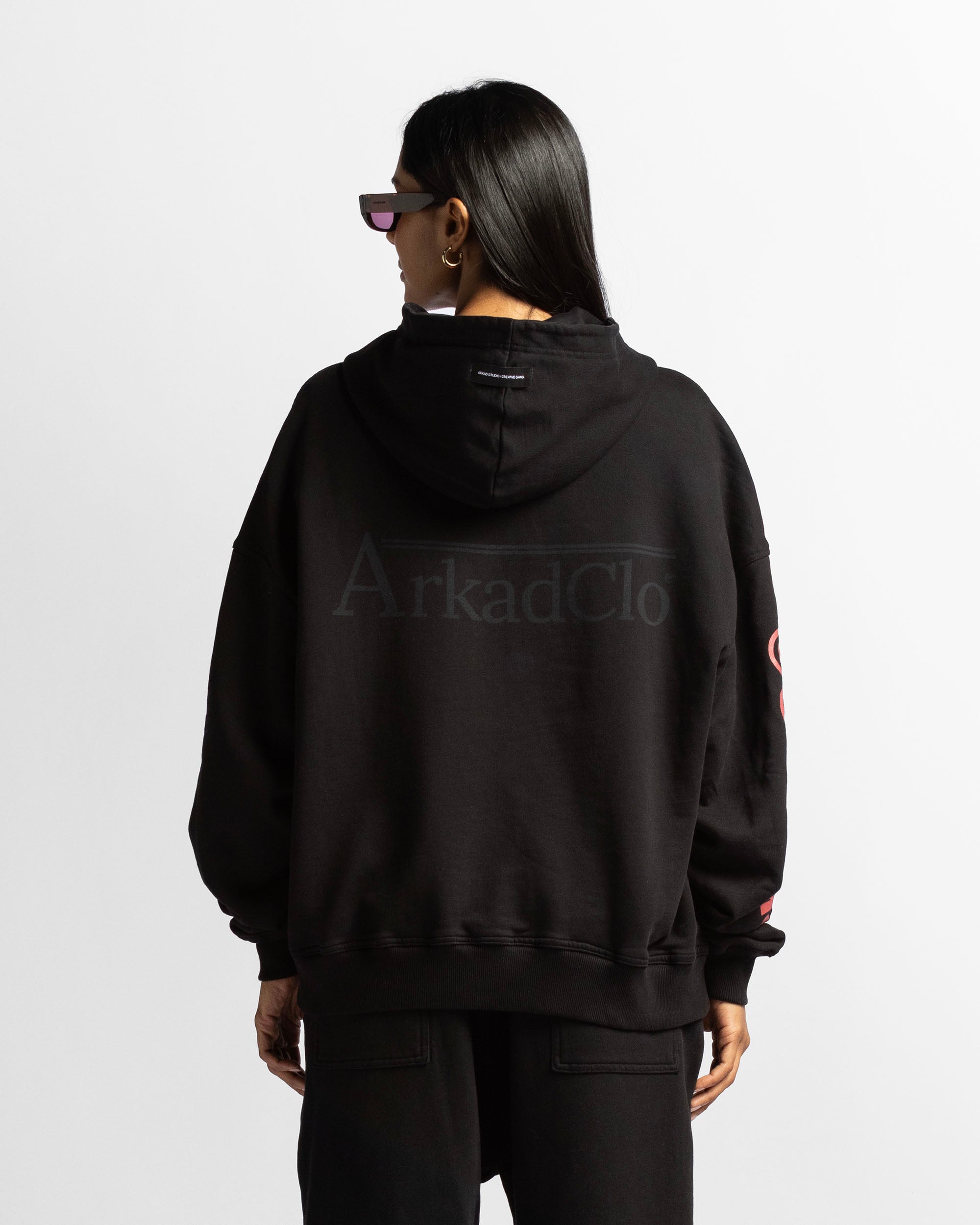 Graphic Hoodie Negro Con Rojo - Unisex