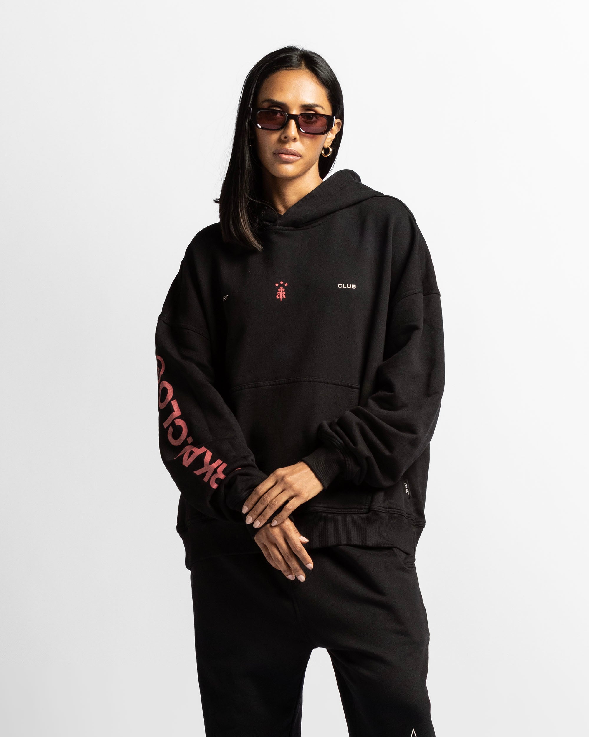 Graphic Hoodie Negro Con Rojo - Unisex