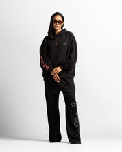 Washed Sweatpant Negra Con Rojo - Unisex
