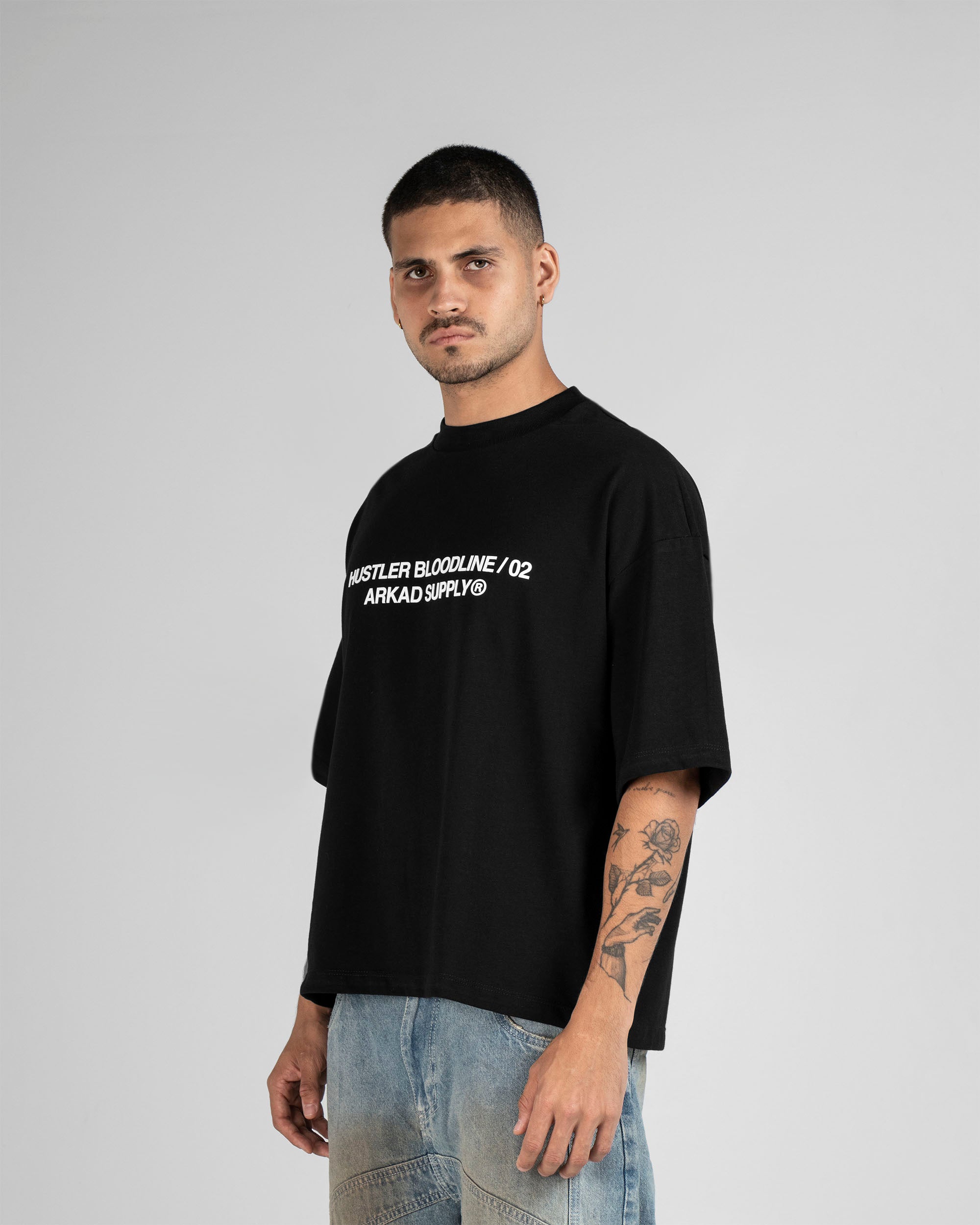 Tshirt Boxy Fit Negra Hustler