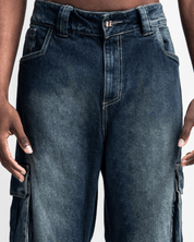Jean Cargo Dirty Azul