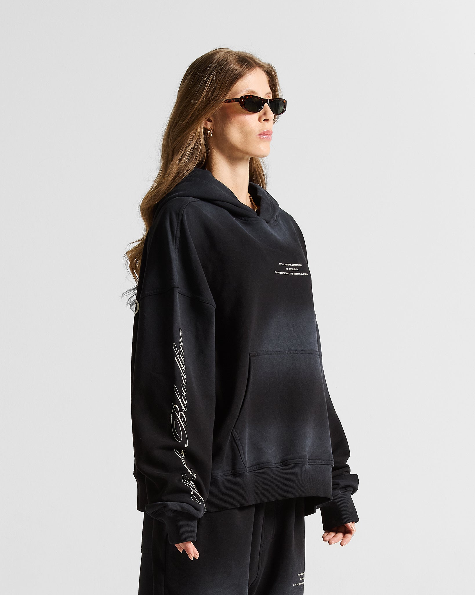 Washed Hoodie Negro Angel Arkad Clo - Unisex