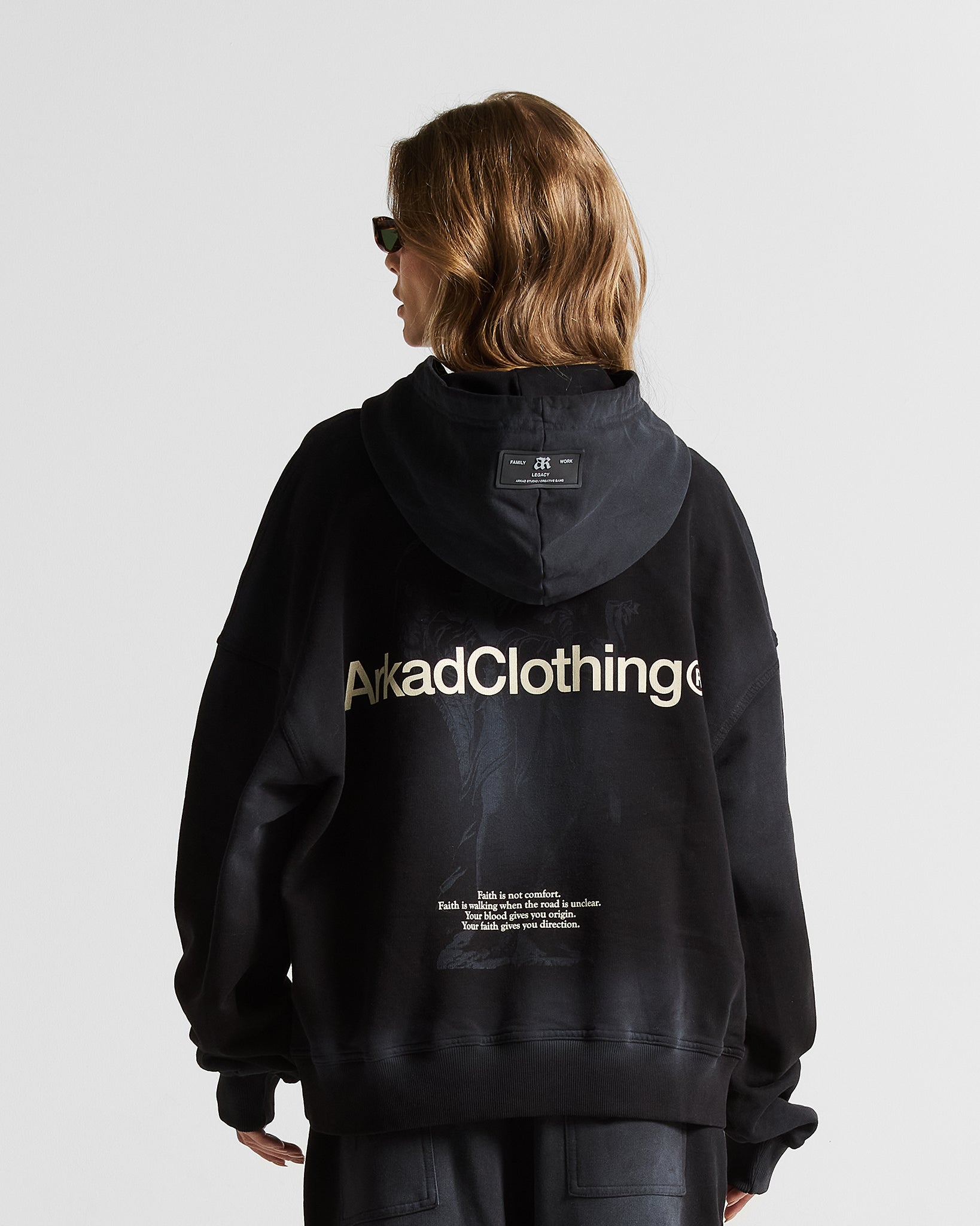 Washed Hoodie Negro Angel Arkad Clo - Unisex