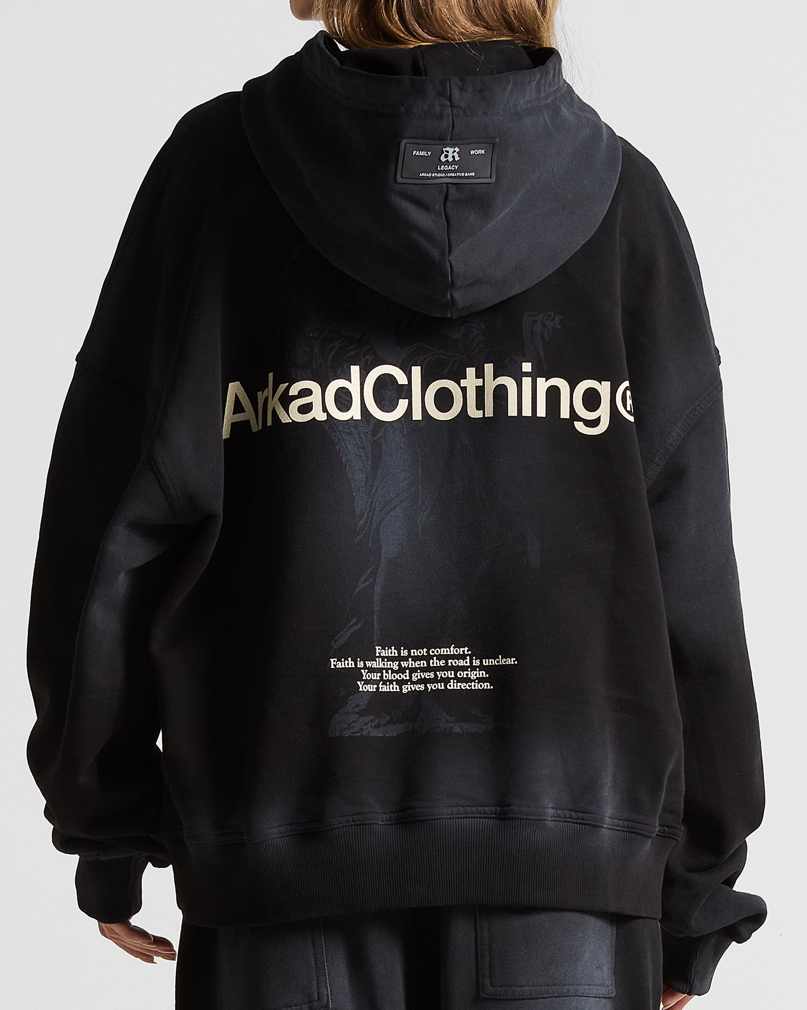 Washed Hoodie Negro Angel Arkad Clo - Unisex