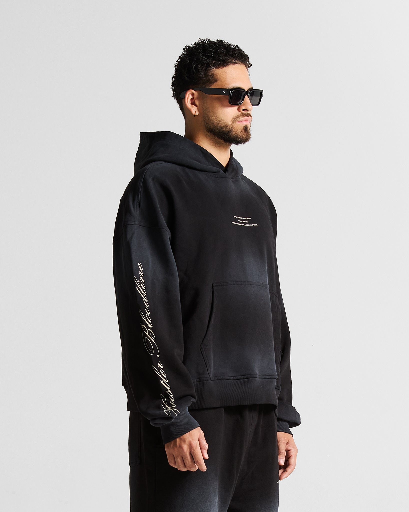 Washed Hoodie Negro Angel Arkad Clo