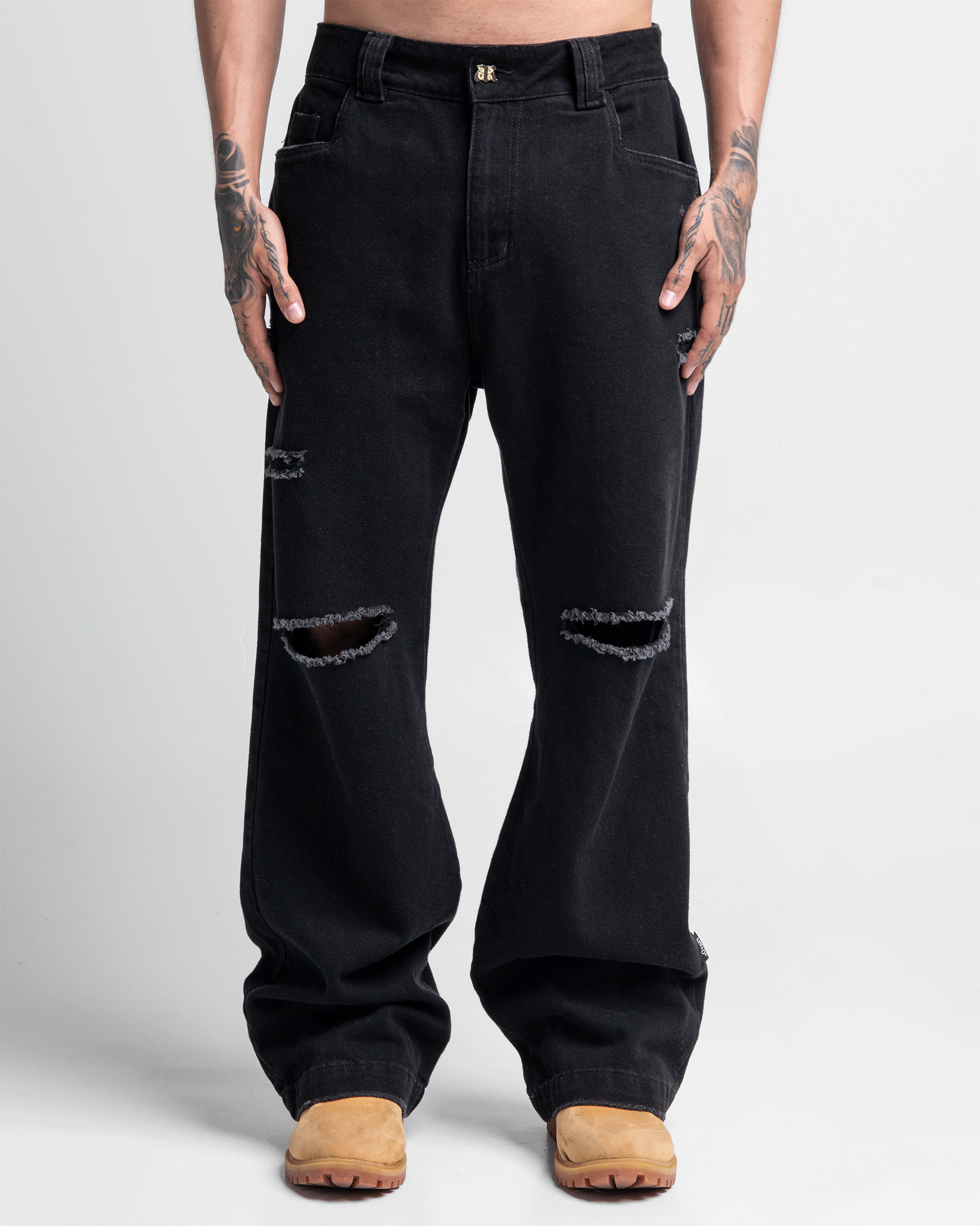 Denim Pant Destroyed Negro