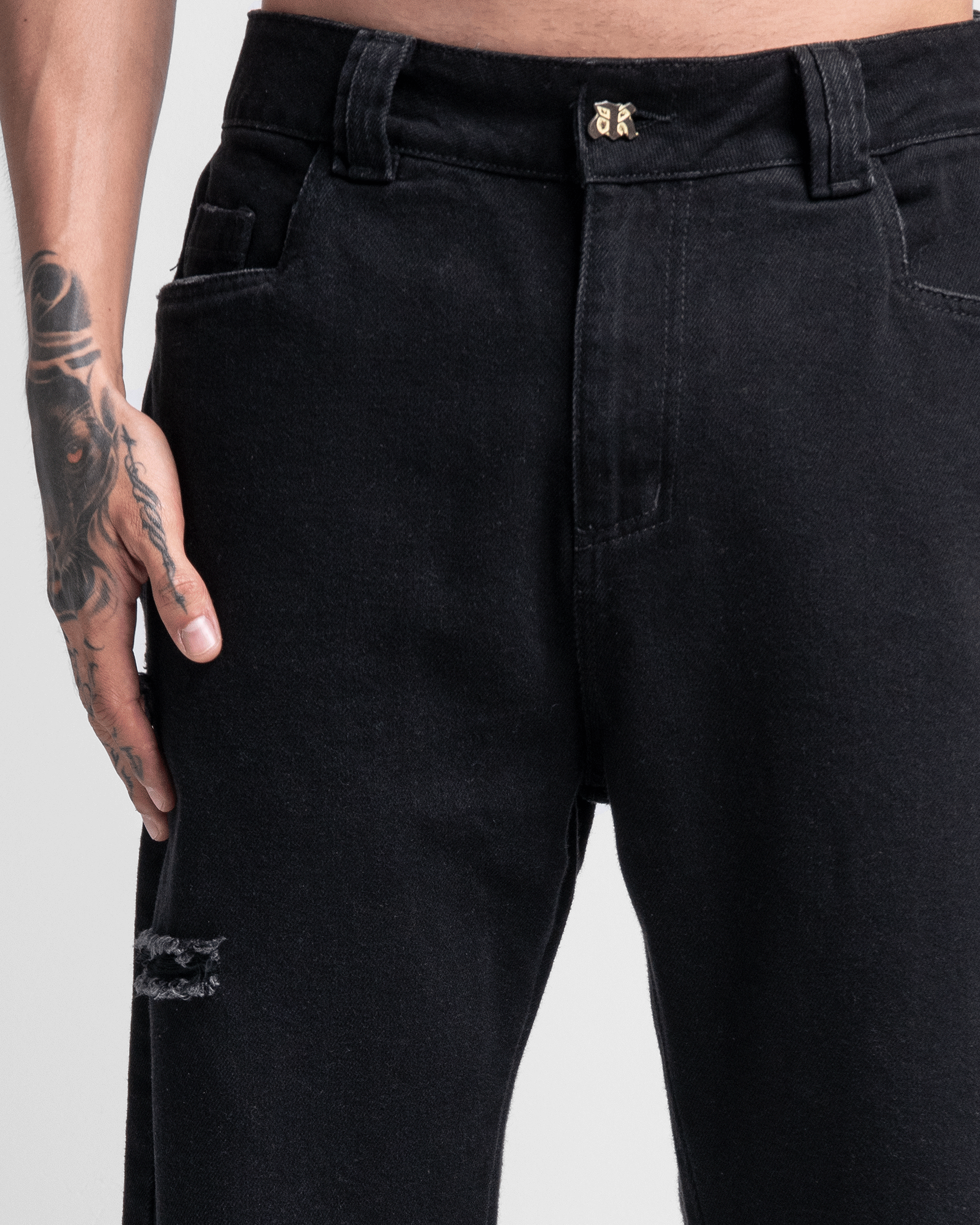 Denim Pant Destroyed Negro