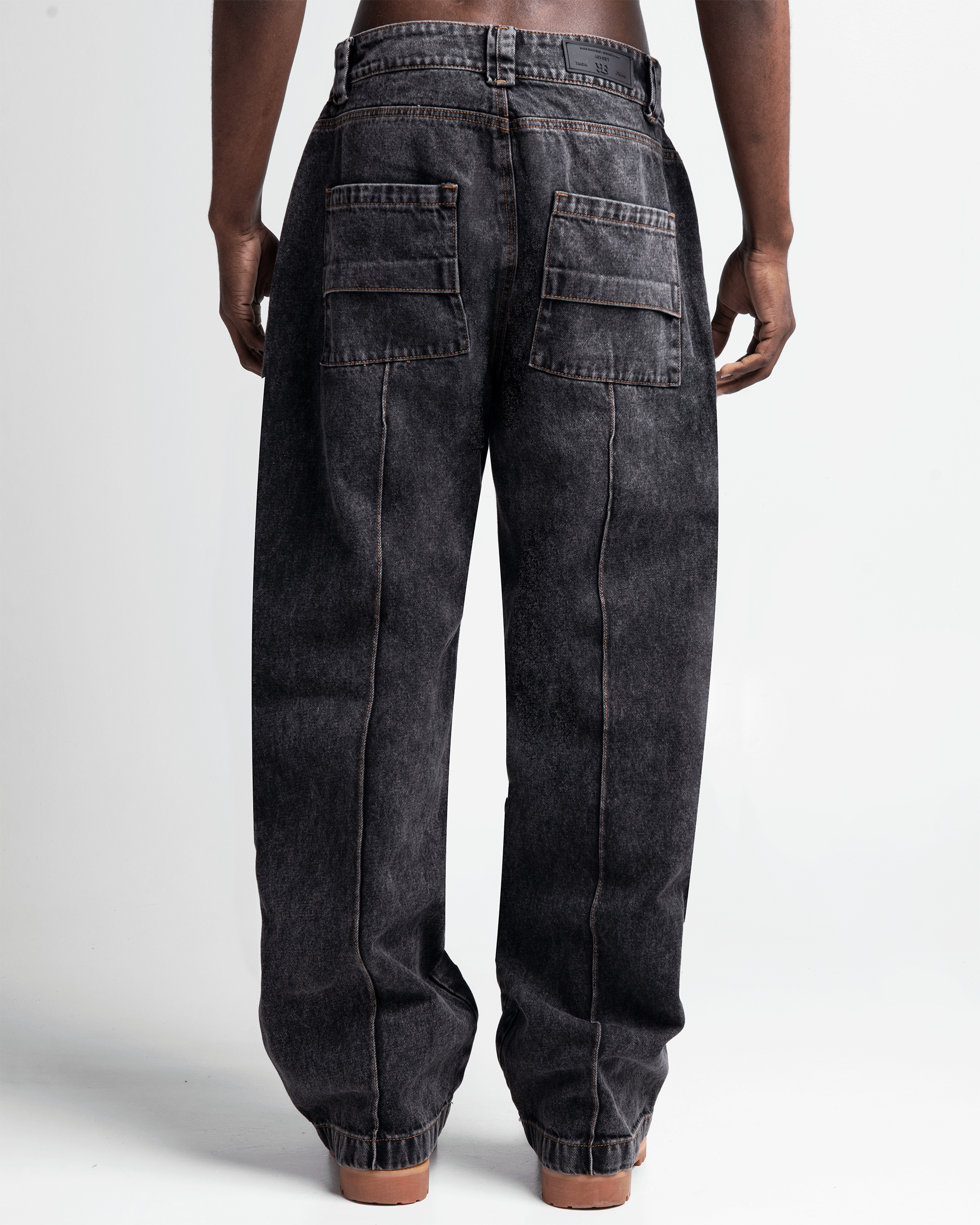 Pintuck Denim Pant Negro