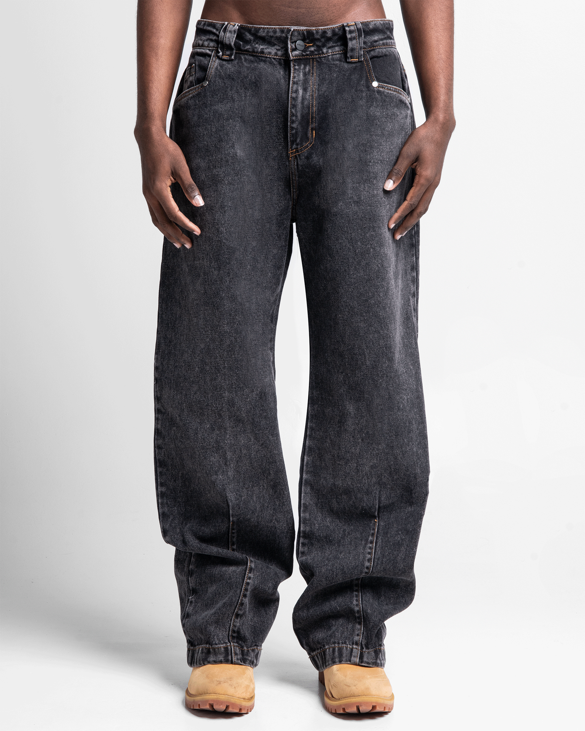 Pintuck Denim Pant Negro