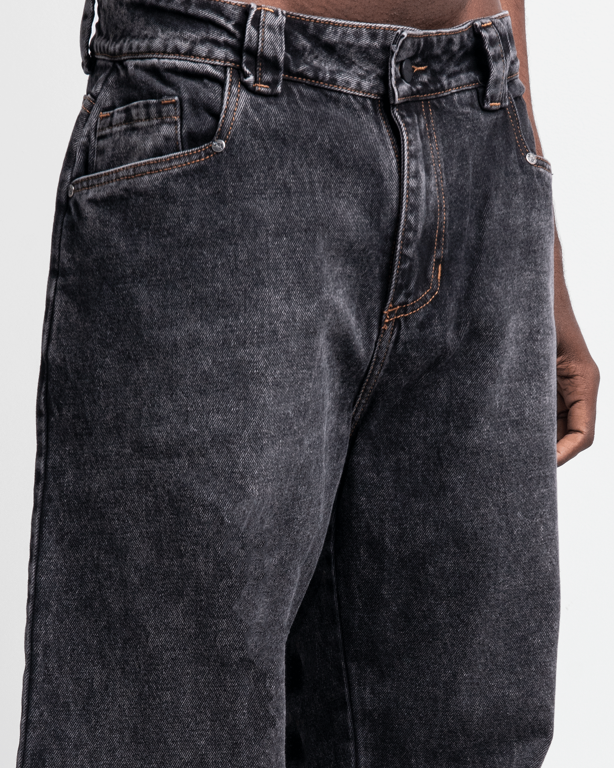 Pintuck Denim Pant Negro